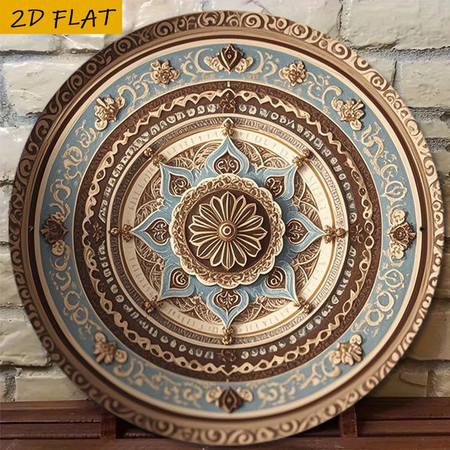 CIFBUY Avana Wanddekoration Mandala aus Metall in Türkis und Gold, runde Boho-Wandgestaltung, Durchmesser: 20,3 cm - Bild 1