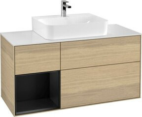 V&B Waschtischunterschrank Finion in Eichenoptik mit linkem Regal, Breite: 120 cm, Tiefe: 50,1 cm, Höhe: 50,1 cm - Bild 1