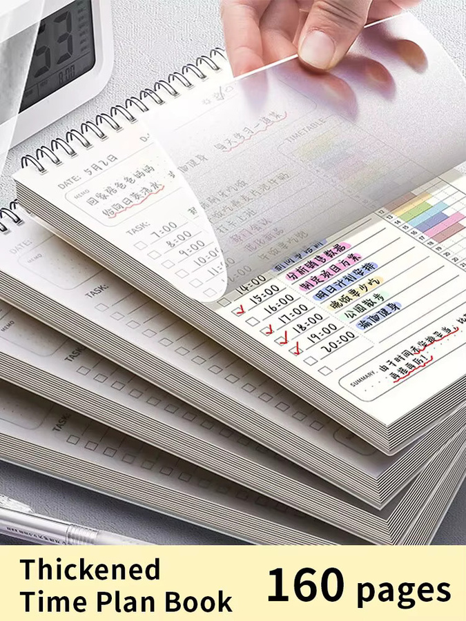 Planer Agenda A5 Notizbuch mit Spirale, weißes Tagesplaner und To-Do-Liste, 160 Seiten - Bild 2