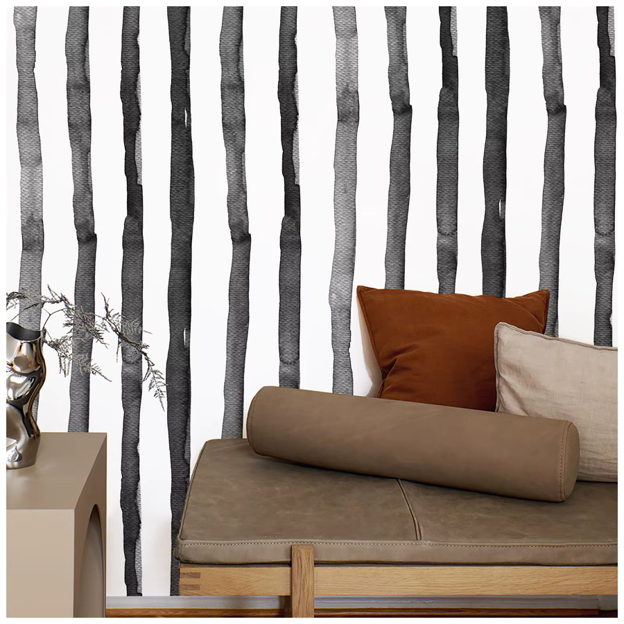 Selbstklebende Tapete Meihodan im Boho-Stil mit Streifen in Schwarz-Weiß aus Vinyl - Bild 2