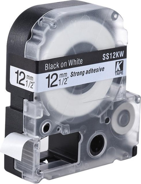 Epson und KingJim kompatibles Standard-Schriftband für SS9KW, Thermodruck, schwarz auf weiß, Breite: 9 mm - Bild 1