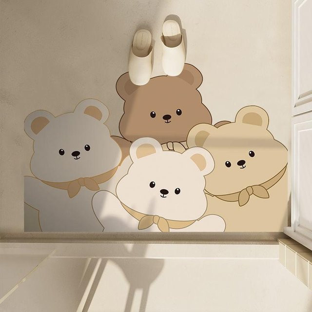 Saugfähige Kieselgur Fußmatte für Badezimmer und Toilette, rutschfest und minimalistisch, beige, B/T: 60 x 40 cm - Bild 1