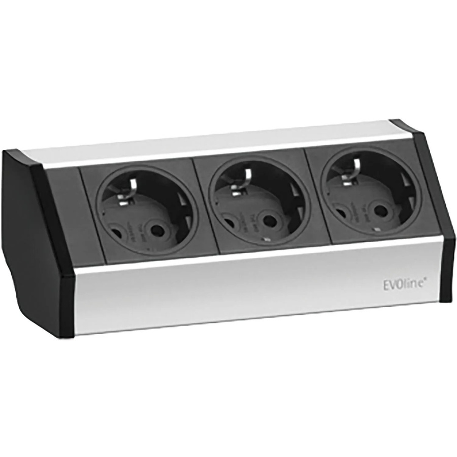 EVOline V-Dock Steckdosenelement 3-Fach Schuko 3.600 W in Alufarbig und Schwarz - Bild 2