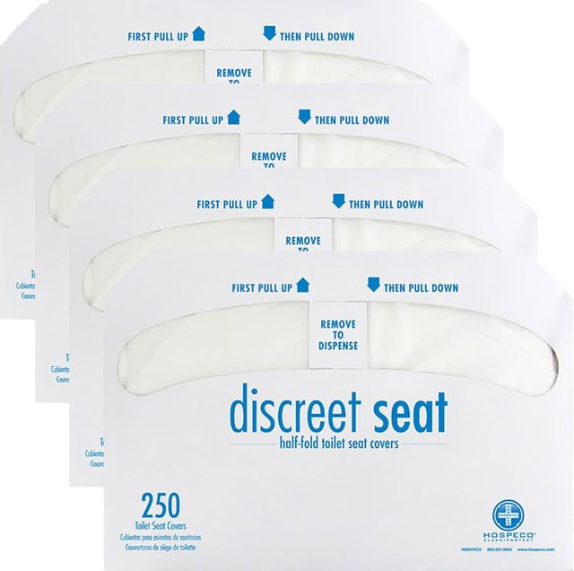 Einweg Toilettensitzbezüge aus Papier von Binchi Outdoor Product, 1000 Stück (4 Packungen à 250 Stück), Weiß, B: 16,75 cm x T: 14,25 cm - Bild 1
