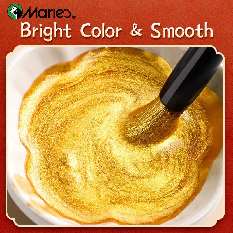 Marie's Golden Sumi-Tinte Gold, traditionelle chinesische Tusche für Kalligrafie und Malerei, 100 g - Bild 2