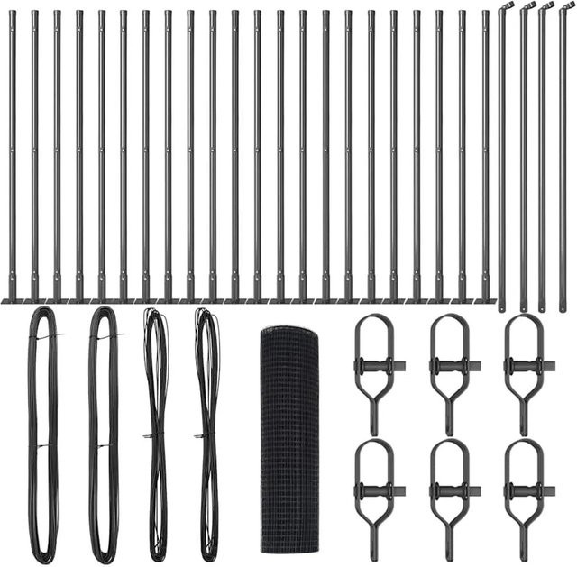 vidaXL Zaunpfosten Grau aus Stahl und PVC, quadratisch, Höhe: 100 cm, Breite: 2,5 cm, Tiefe: 2,5 cm - Bild 1