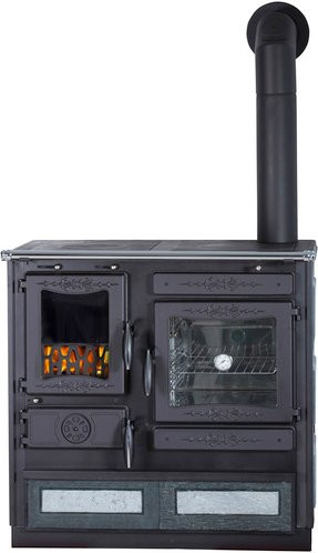 GLOBEFIRE Holzherd Alhena in Grau und Naturstein mit 6,6 kW Leistung, B/T/H: 86,0 x 90,0 x 60,0 cm - Bild 1