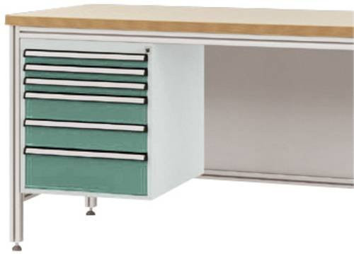 Manuflex Gehäuse-Unterbau ZB4922.0001 für ALU-Arbeitstische in Grau mit 6 Schubfächern, Nutzhöhe: 50 cm, für Tischtiefe: 80 cm - Bild 1