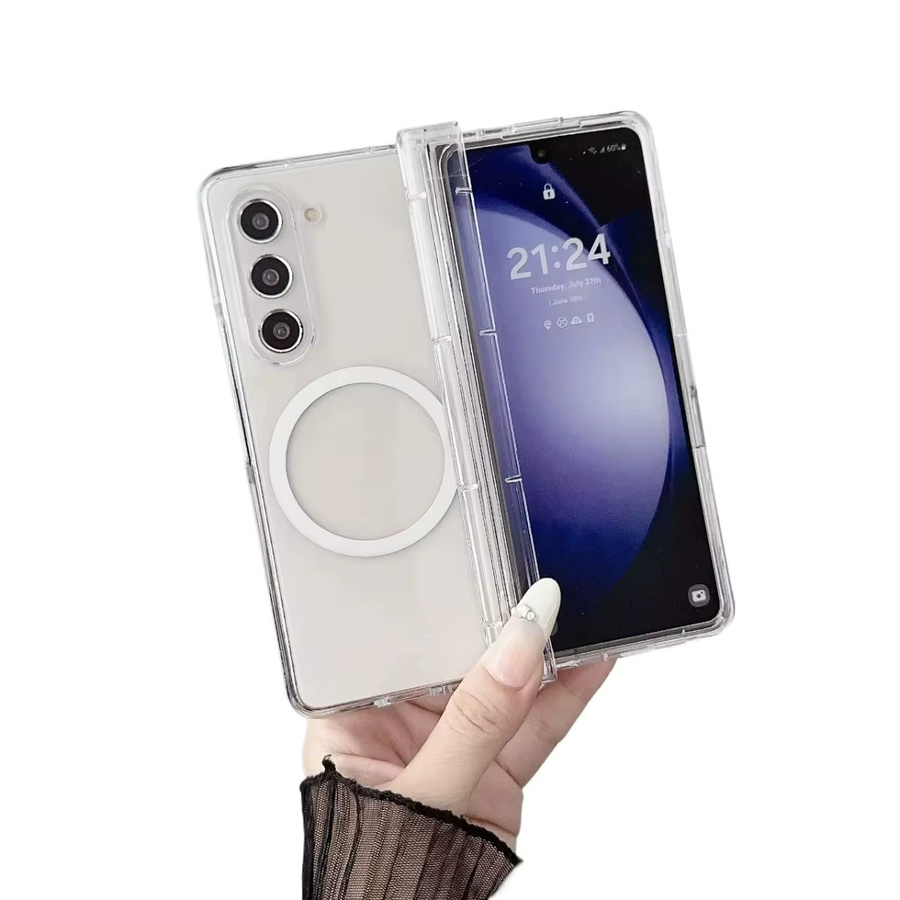 Transparente magnetische kabellose Lade-Handyhülle mit Scharnierschutz für Samsung Galaxy Z Fold 7 6 5 4 3 5G - Bild 4