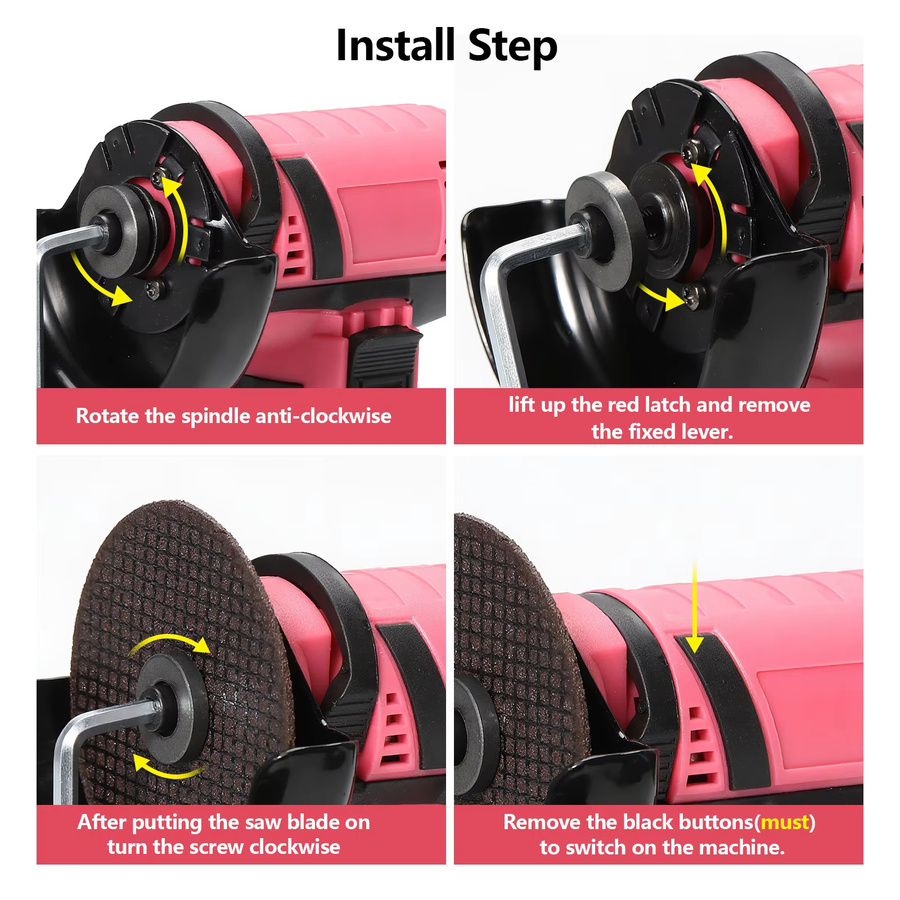 Betuyoo Mini-Winkelschleifer 12 V in Rosa mit 2 Akkus, 19500 U/min und 3-Zoll-Scheiben zum Polieren und Schneiden - Bild 3