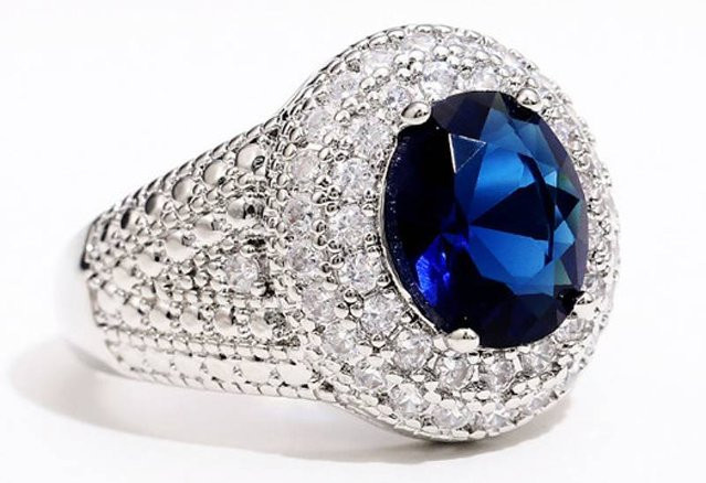 Huitan Damenring Silber, blauer Zirkonia - Bild 1
