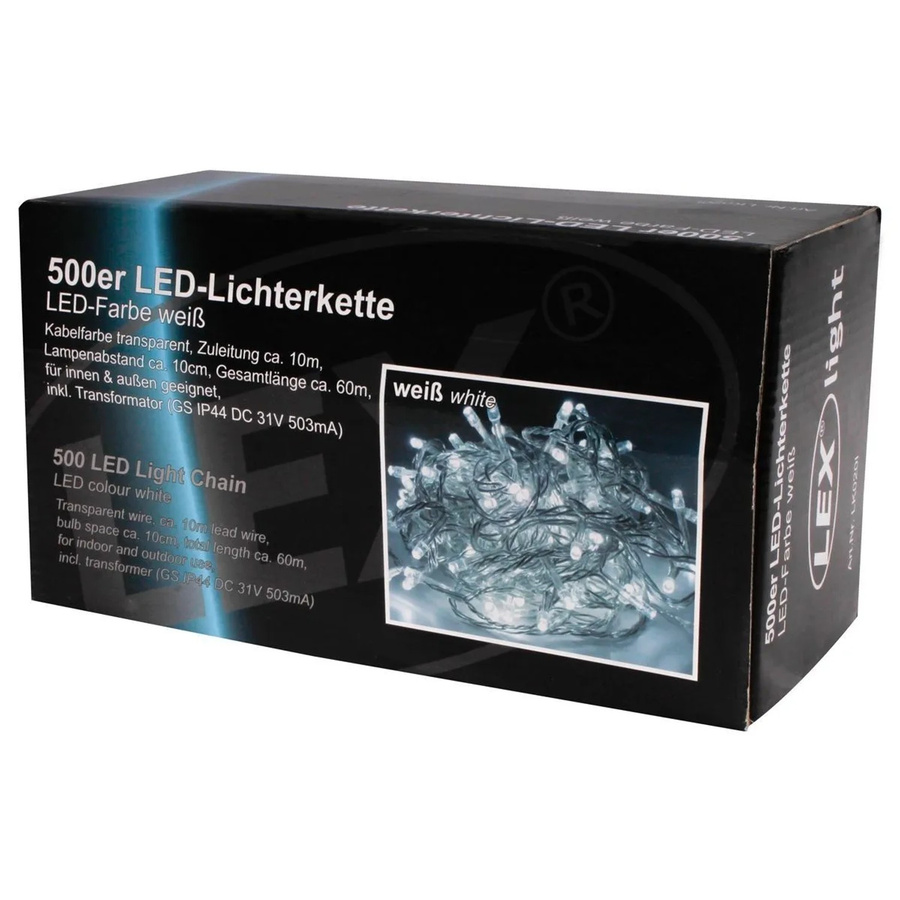 Lex LED Lichterkette mit 500 Lichtern in Weiß für Außen und Innen, IP44 wetterfest - Bild 2