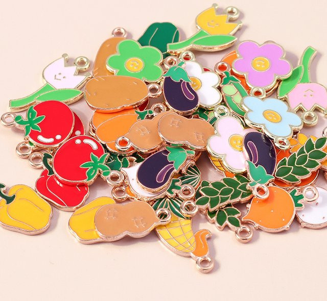 Anhänger Charms, Metall, Emaille, Obst Gemüse, Bunt, Unisex - Bild 1