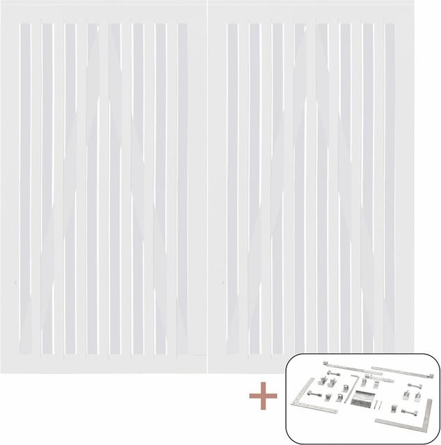 Plus Doppeltor Nagano aus Nadelholz in Weiß, Breite: 200 cm, Höhe: 180 cm - Bild 1