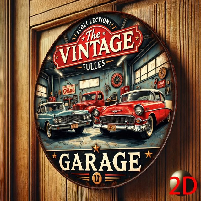Rundes Wandschild aus Aluminium von HELLOYOUNG im Vintage-Retro-Garage-Stil, mehrfarbiges Metallschild mit klassischem Design, Durchmesser: 20 cm - Bild 1