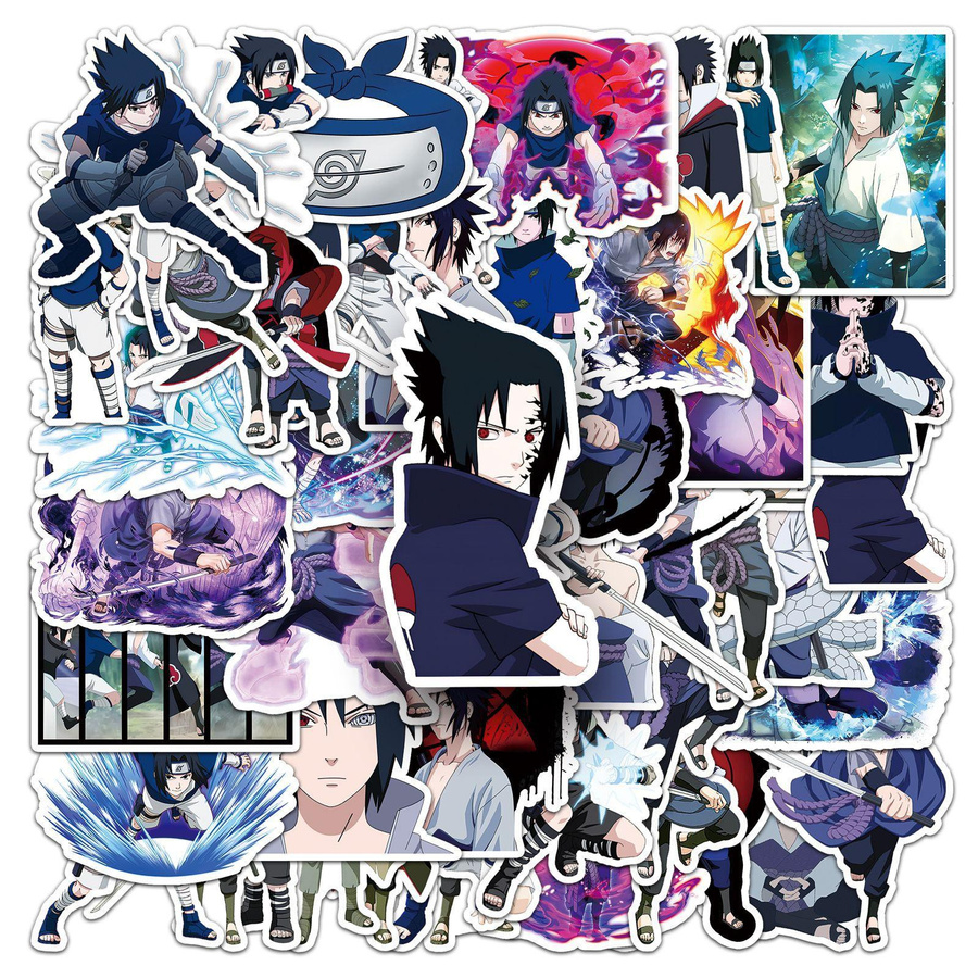 50 Uchiha Sasuke Cartoon Aufkleber im Naruto Design für Mobile und Koffer, Mehrfarbig - Bild 2