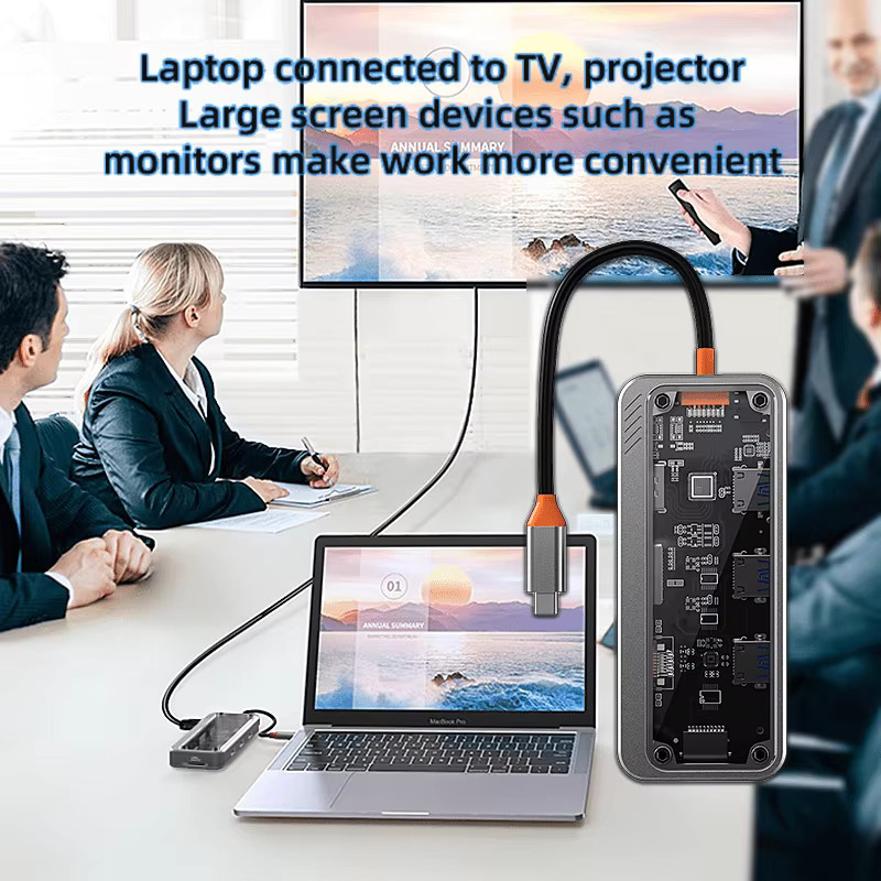 Basix USB-C-Hub mit HDMI, RJ45 Ethernet, SD/TF-Kartenleser und 100W PD Schnellladung für MacBook und Laptop - Bild 5