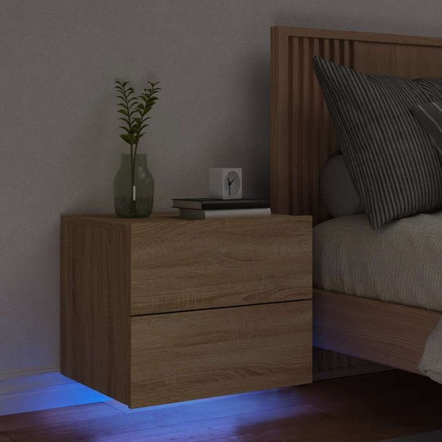 vidaXL Wand-Nachttisch mit integrierter LED-Beleuchtung in Sonoma-Eiche, modern, B/T/H: 39,0 x 39,0 x 41,0 cm - Bild 2