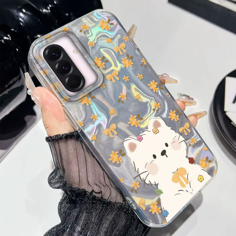 Handyhülle mit Blumen, Katze und Fisch Design für Samsung Galaxy A-Serie in Multicolour - Bild 2