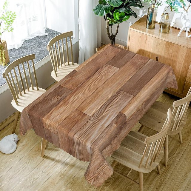 Wasserdichte Tischdecke im Vintage Holzmaserung Design von JMG Household Supplies, rechteckig, braun, B: 140 cm, L: 200 cm - Bild 1