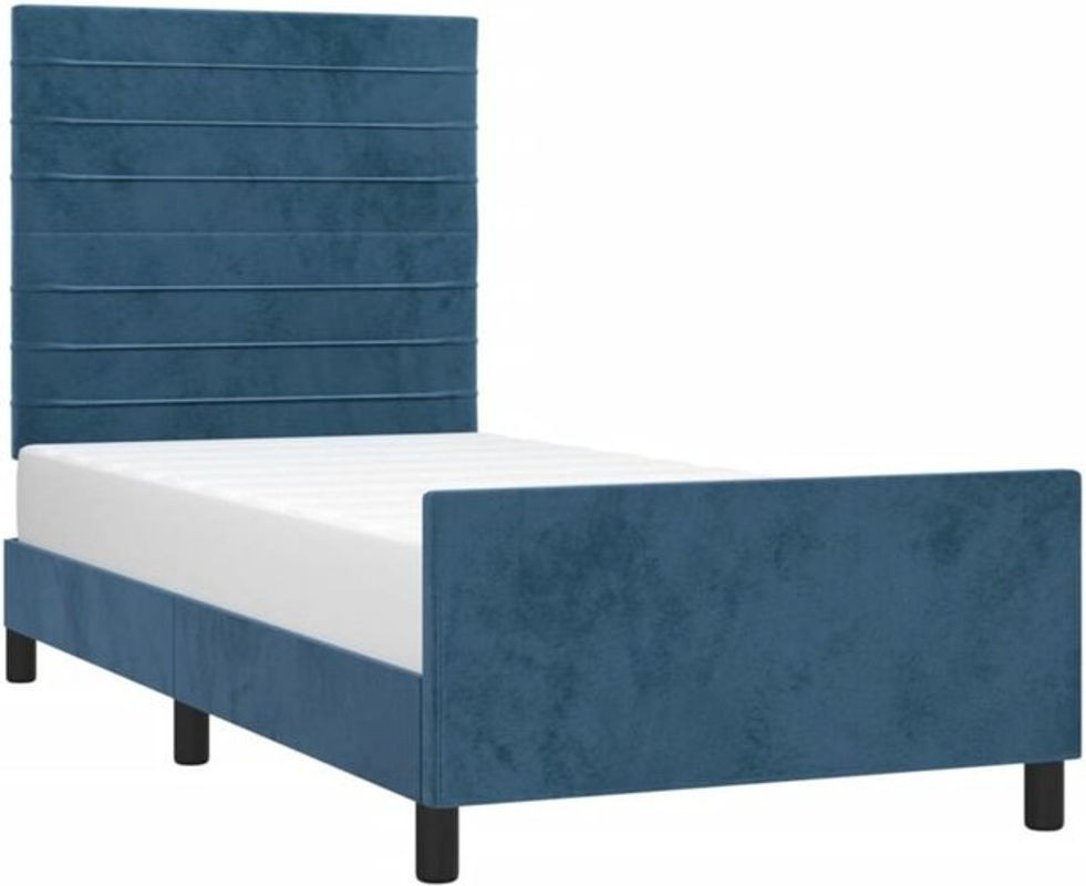 Vidaxl Polsterbett aus Samt und Massivholz in Blau, B/T/H: 90 x 190 x 128 cm - Bild 1