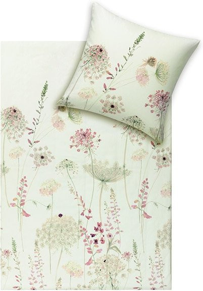 Estella Bettwäsche Meadow aus Kuschelflanell in Weiß mit floralem Naturdesign - Bild 1