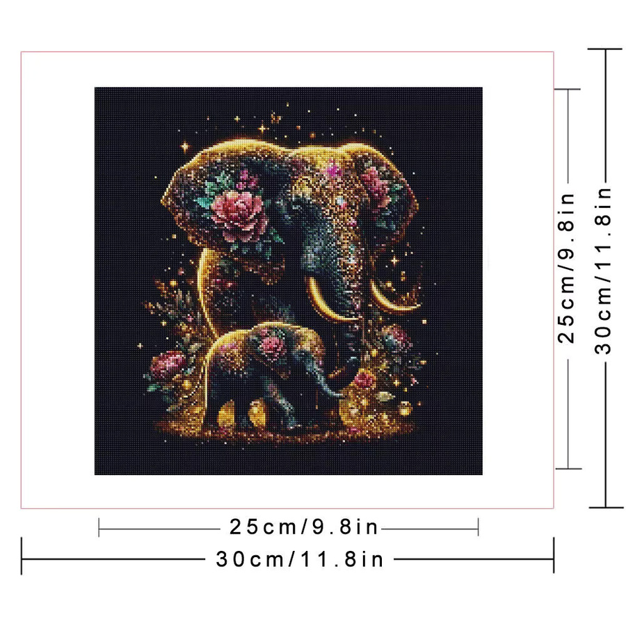 Huacan Diamond Painting Set Elefant und Pfingstrose als Diamant-Mosaik zur Heimdekoration, B/B/H: 20 x 20 x 20 cm - Bild 2