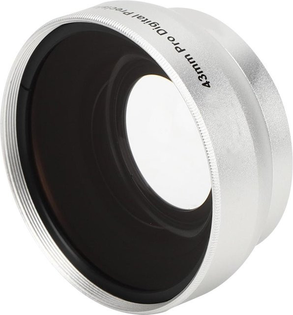 KONNWEI Weitwinkel-Zusatzobjektiv 0,45x mit optischem Glas in Silber und Weiß für 43mm Kameraobjektive - Bild 1