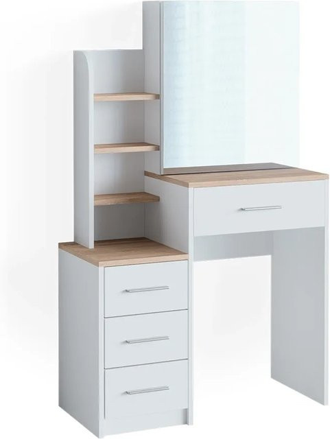 Vicco Schminktisch Conrada modern in Weiß mit Schminkspiegel B: 80 cm, H: 132 cm, T: 36 cm - Bild 2