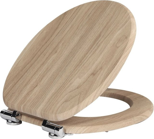 SINOBATH WC Sitz mit Absenkautomatik aus MDF Holzkern, oval, braun, B: 43,5 cm, T: 37,8 cm, H: 5,0 cm - Bild 1