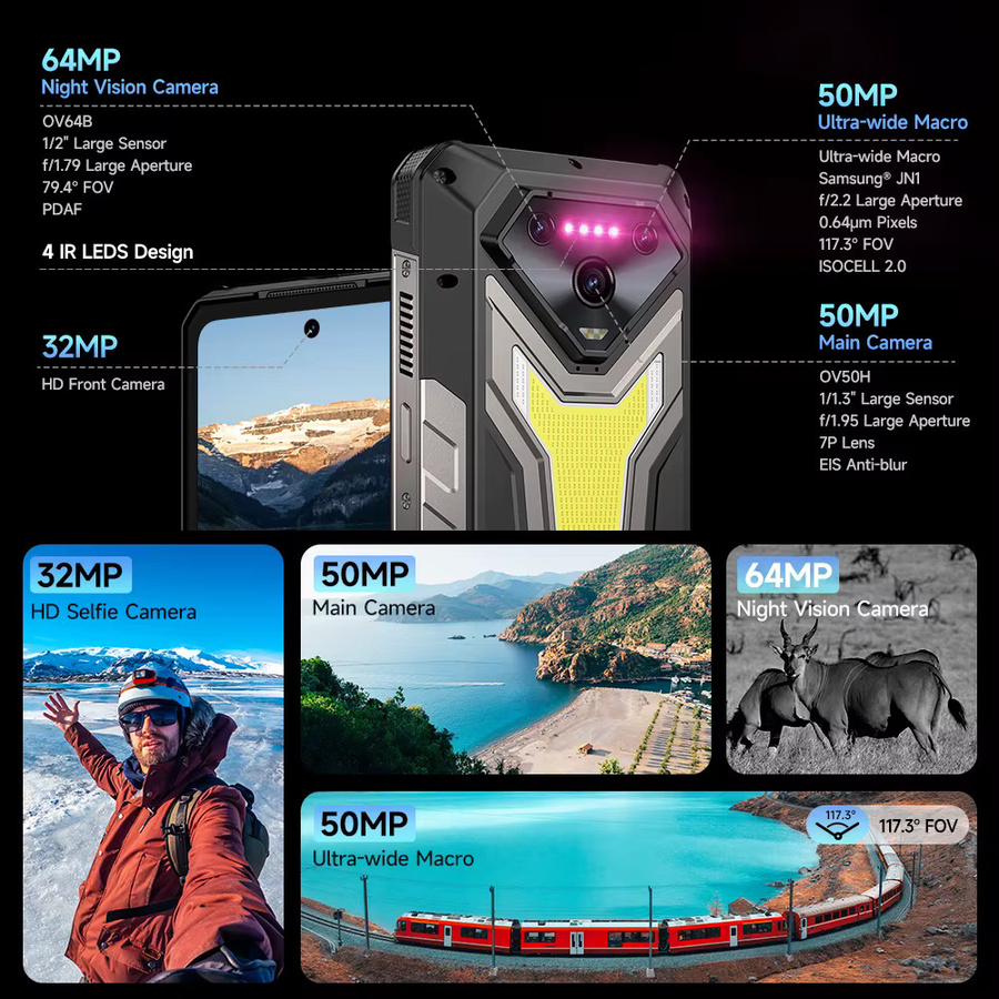 Ulefone Armor 34 Pro 5G Smartphone mit integriertem Projektor, 512 GB ROM, 6,95 Zoll Display, NFC, Schwarz - Bild 4