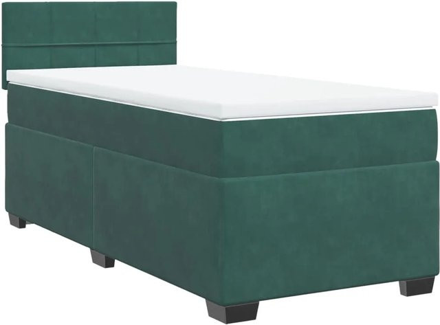 vidaXL Boxspringbett mit Matratze Dunkelgrün Samt B/T/H: 90 x 200 x 100,5 cm - Bild 1