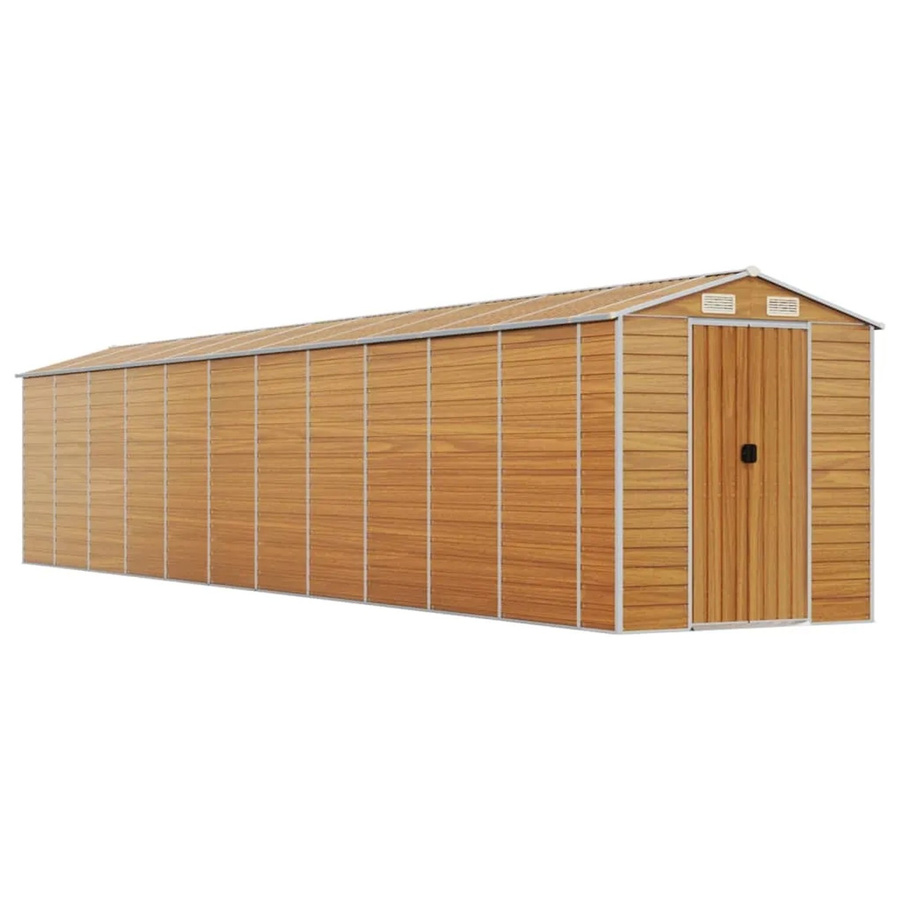 vidaXL Gerätehaus aus verzinktem Stahl in Braun, B: 191 cm, T: 980 cm, H: 198 cm - Bild 2