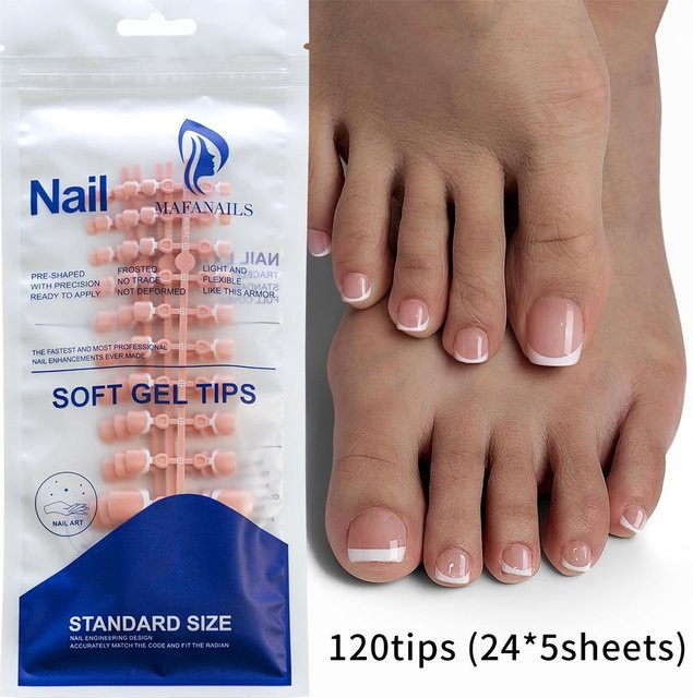 MAFANÄGEL Künstliche Zehennägel, Nude-Pink, Glänzend, 120 Stück - Bild 1