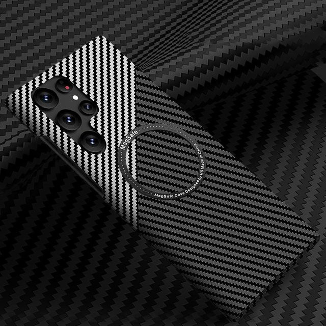 MagSafe Slim Carbon Fiber Hard Case für Samsung Galaxy S23 Ultra S22 S21 Ultra S23 Plus und iPhone 15 14 13 12 Pro Max in Weiß mit Frosted Matte Oberfläche - Bild 1