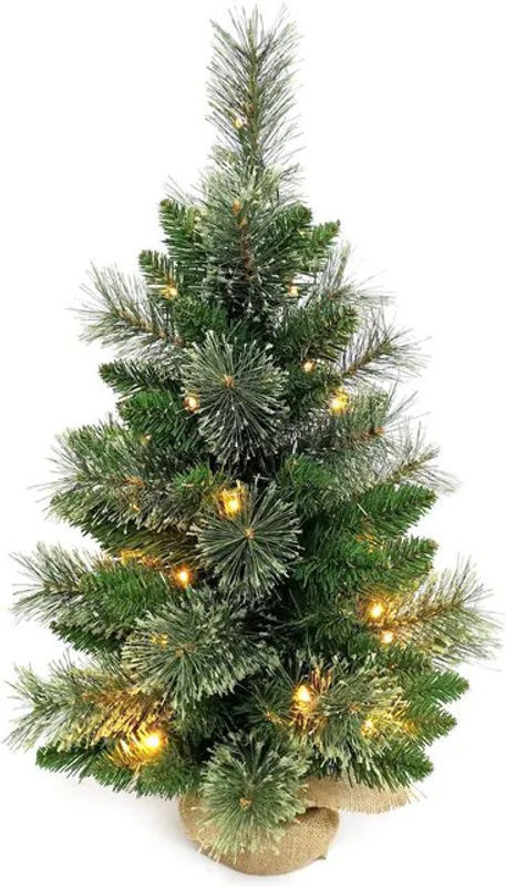 Tooarts Künstlicher Weihnachtsbaum in Grün mit floraler Dekoration und Korbbasis, 60 cm Höhe - Bild 1