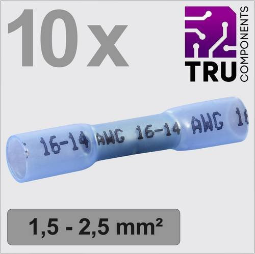 TRU COMPONENTS TC-13448496 Stoßverbinder mit Schrumpfschlauch 1.5mm² 2.5mm² vollisoliert Blau 10 Stück - Bild 1