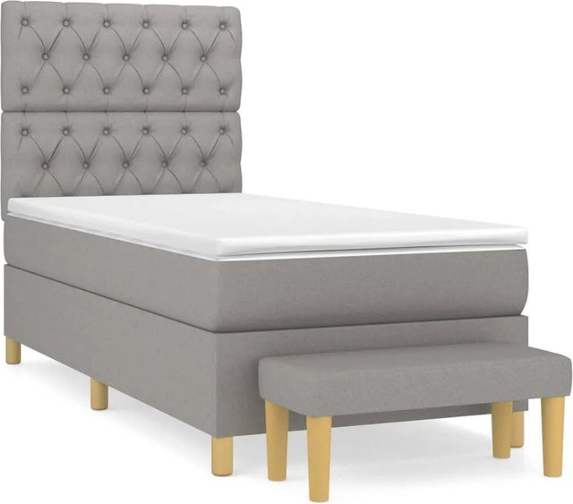 vidaXL Boxspringbett Hybrid mit Matratze und Taschenfederkern, Hellgrau, B/T/H: 80 x 200 x 128 cm - Bild 1