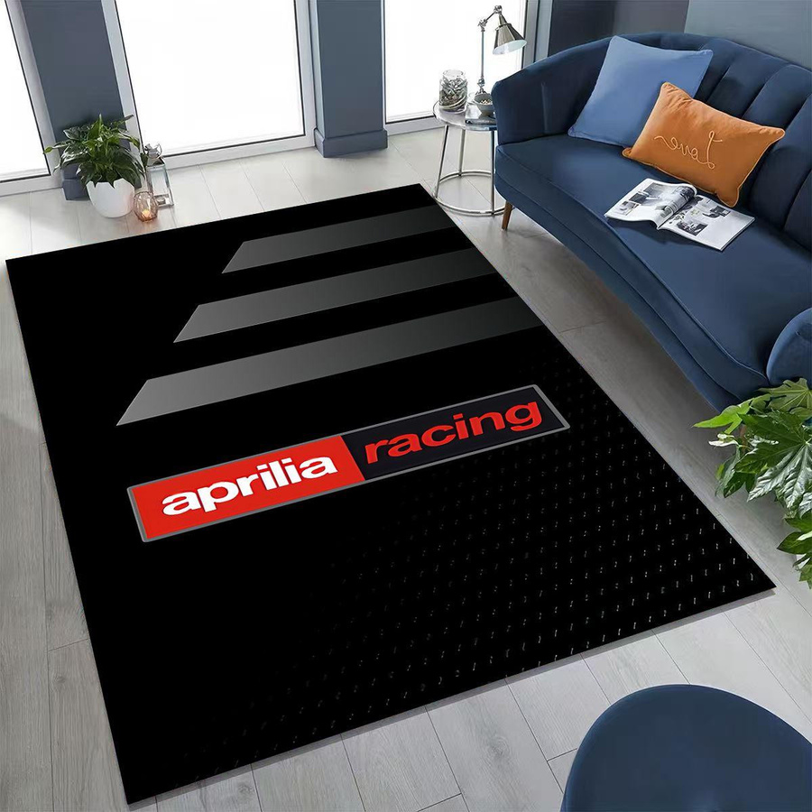 Aprilia Motorrad Rennwagen Teppich als rutschfeste Bodenmatte für Wohnzimmer oder Kinderzimmer, B/L: 100 x 120 cm, Mehrfarbig - Bild 2