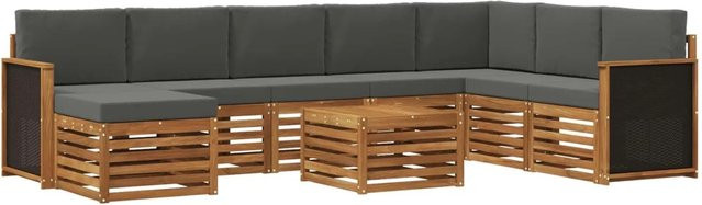vidaXL Sofagarnitur aus Massivholz Akazie in Anthrazit mit Latten-Design und Armlehnen - Bild 1
