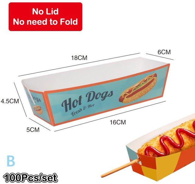 Xiga Hot Dog Verpackungsboxen aus Papier, 100 Stück, Weiß, Einweg Lebensmittelboxen für Catering und Party - Bild 1