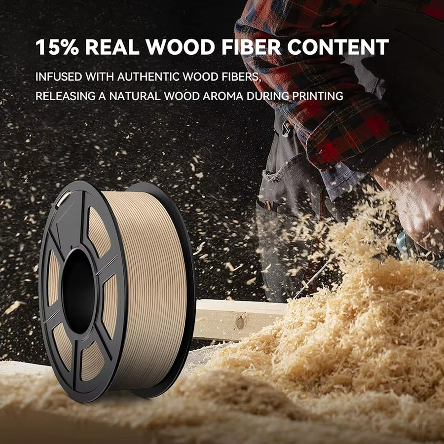 JAYO Holz-PLA 3D-Filament mit Holzstruktur in Braun, 1,75 mm, 2,2 kg (2 x 1,1 kg Rollen) mit 10-15% Holzfasern für FDM-3D-Drucker - Bild 3