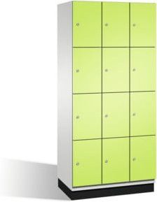 C+P Fächerschrank Cambio auf Sockel mit 12 Fächern, Farbe: Korpus Lichtgrau und Front Grün, H x B x T: 195 x 90 x 52,5 cm - Bild 1