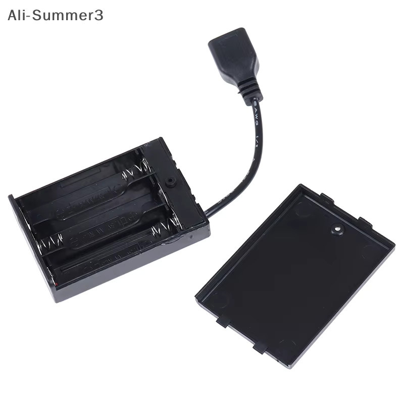 Batteriegehäuse für 3 AA Batterien mit USB-C Anschluss und Schalter, Schwarz, B/T/H: 65 x 45 x 15 mm - Bild 4