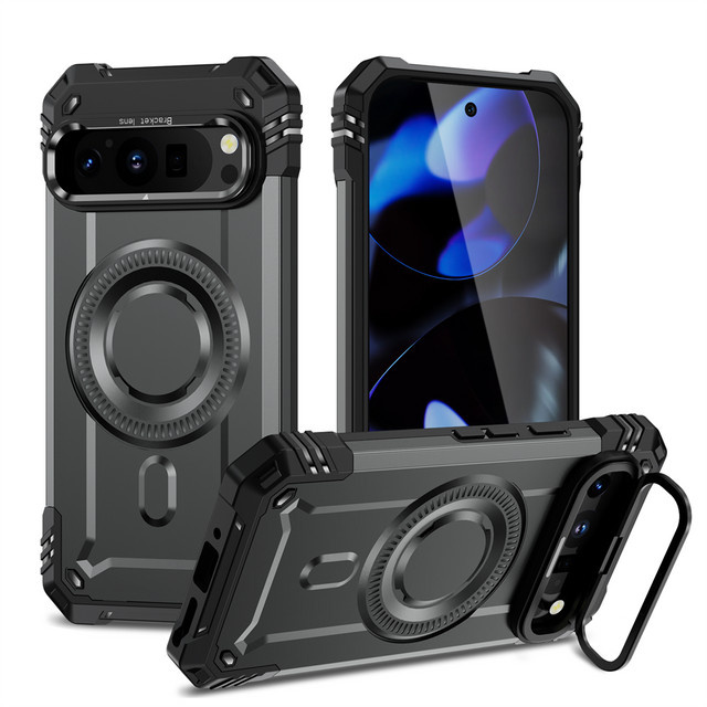 szHAIyu Stoßfeste Handyhülle für Google Pixel 9 Pro XL mit magnetischer Unterstützung und kabellosem Laden in Schwarz oder Rot - Bild 1