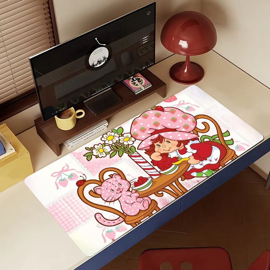 S-Strawberry Cute S-Shortcake-S Mauspad in Multicolour, große rutschfeste und wasserdichte Gaming-Matte mit genähtem Rand für Tastatur und Maus - Bild 5