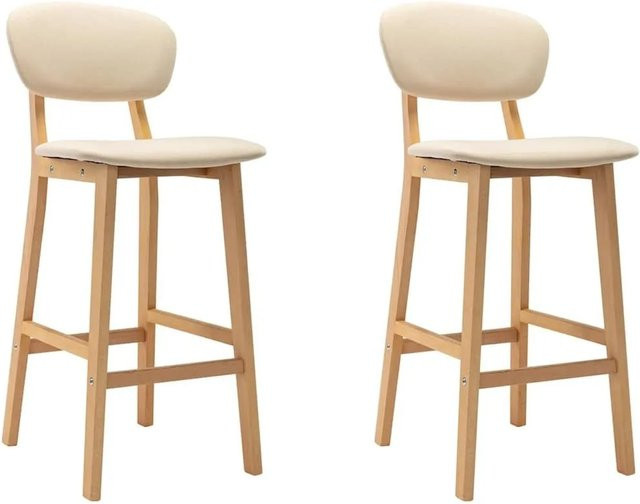 vidaXL Barhocker 2er Set Creme Stoff mit Buchenholz modern B/T/H: 45 x 47 x 110 cm - Bild 1