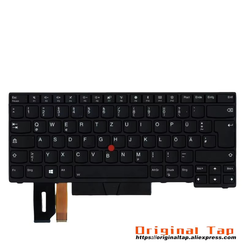 Lenovo Deutsche Tastatur mit Hintergrundbeleuchtung in Schwarz für ThinkPad E480 E485 E490 T480S T490 T495 P43S L480 L490 L380 L390 Yoga QWERTZ - Bild 1