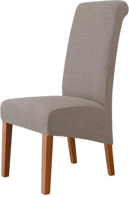 Yiran Furniture Esszimmerstuhlbezug Beige, elastischer Universalstuhlbezug für moderne Esszimmerstühle, B/T/H: 23 x 19 x 4 cm - Bild 1
