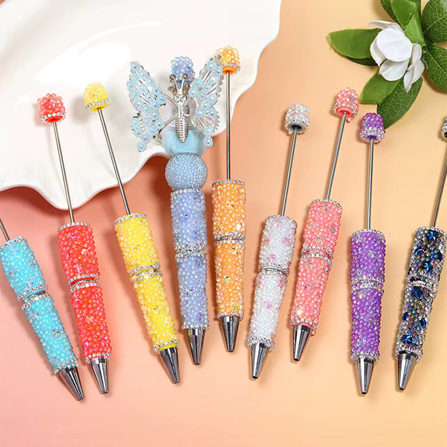 SKDK DIY-Perlen-Kugelschreiber mit nachtleuchtenden Perlen und Strassgriff in Multicolour für Bastelsets und Geschenke - Bild 1
